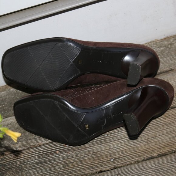 NEW Nine West Brown Suede & Leather w Keltie & Bow Block Spectator Heels Sz 10 - Picture 7 of 7